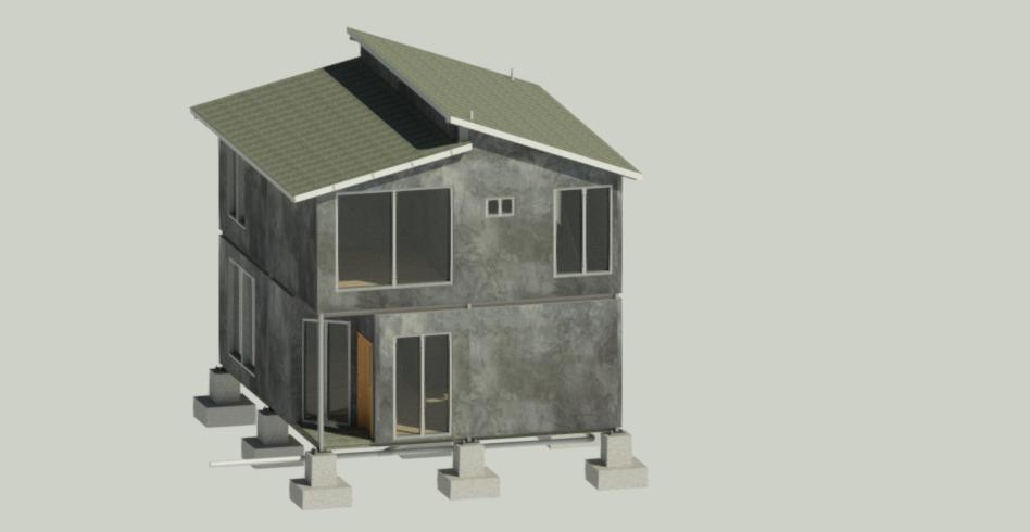 '84m2 Casa Techo Encontrado - Planos BIM y AutoCAD para ejecutar