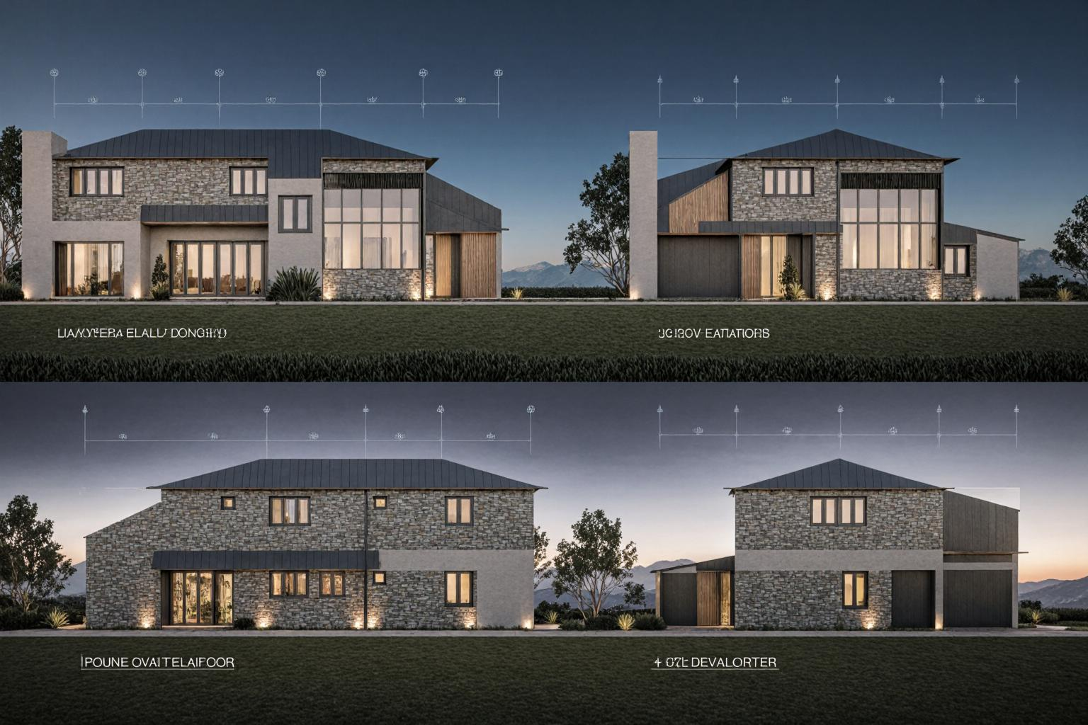Chalet Americano 352m2 con planos en PDF y DWG editables en AutoCAD, descarga inmediata. Para proyectos de obra de casas y viviendas para promotoras inmobiliarias. Planos de casas modernas, arquitectura venguardista.