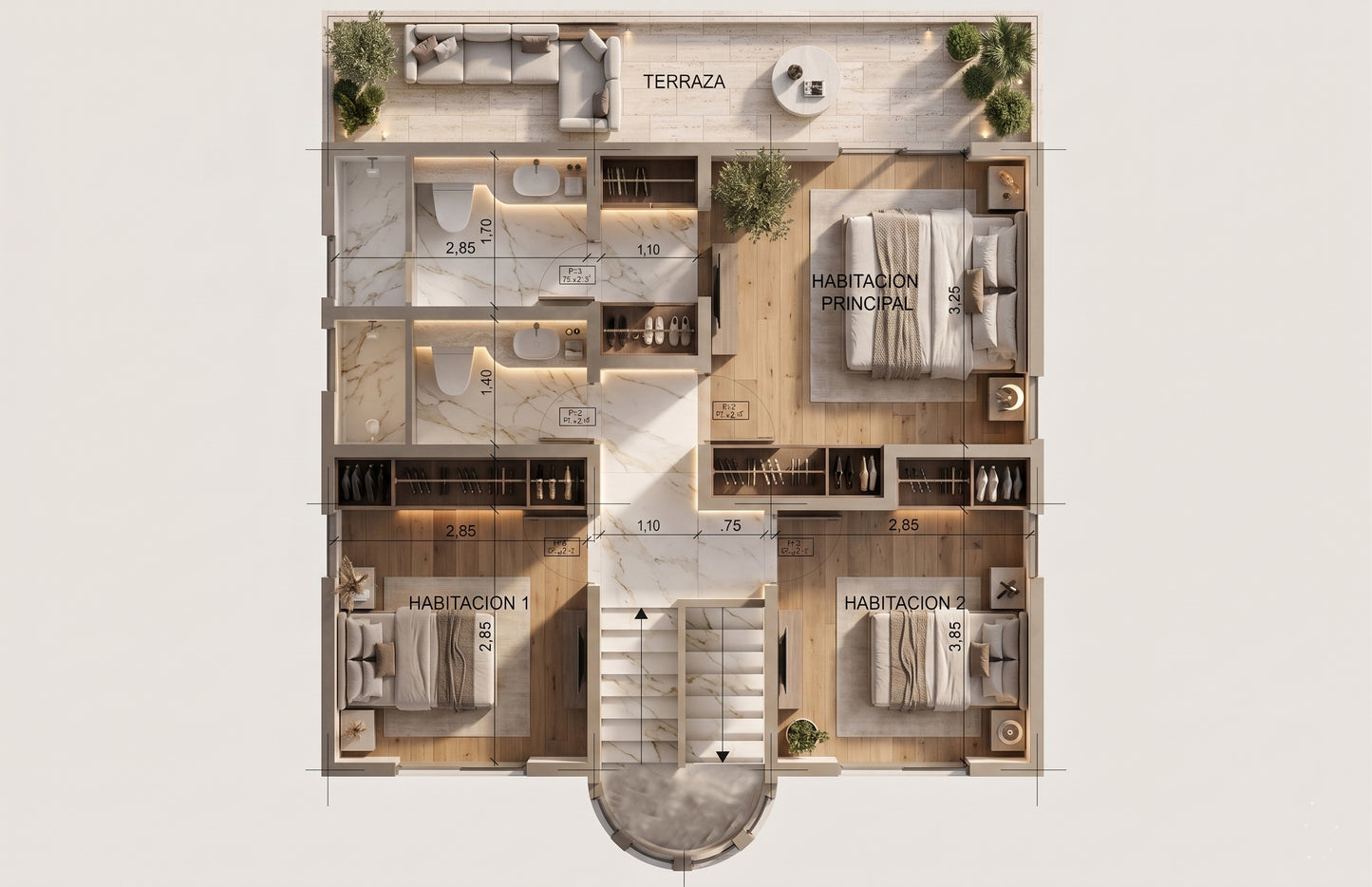 128m2 Casa -  Planos de Casas Editables