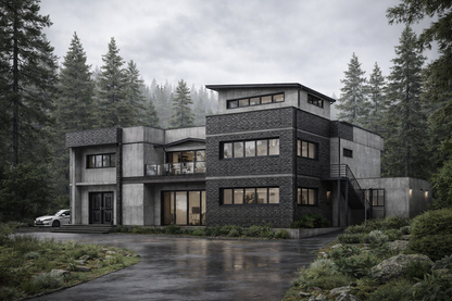 Render de Mansión de 614 m2 con planos editables listos para descargar en formato Autocad DWG y en PDF, con cálculos estructurales y un diseño en Steel Frame.