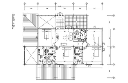 Chalet Americano 352m2 con planos en PDF y DWG editables en AutoCAD, descarga inmediata. Para proyectos de obra de casas y viviendas para promotoras inmobiliarias. Planos de casas modernas, arquitectura venguardista.