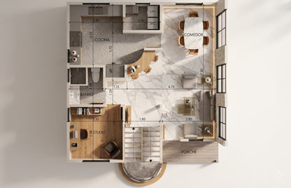 128m2 Casa -  Planos de Casas Editables