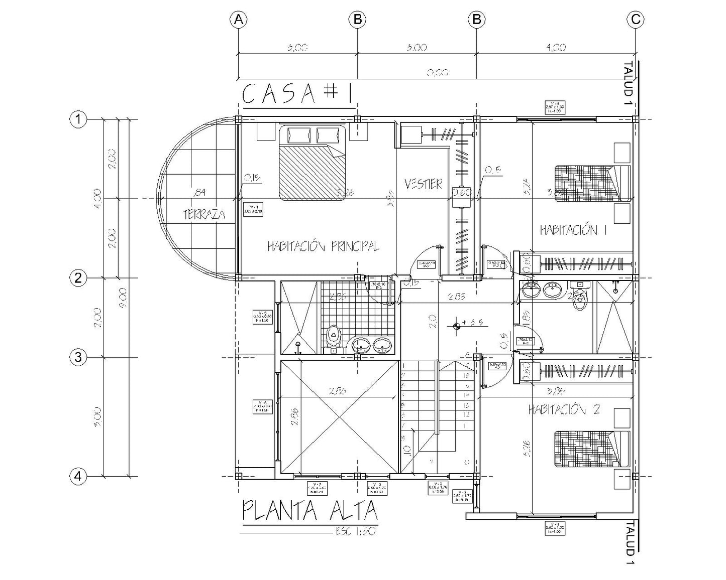 Planos de casas para descargar en Autocad y PDF, incluyen proyecto completo, calculos estructurales, memorias descriptivas, arquitecturas, estructura metalica, ingenieria completa, instalaciones sanitarias y electricas, Casas Modernas, Planos de Planta, Habitaciones, Baños.