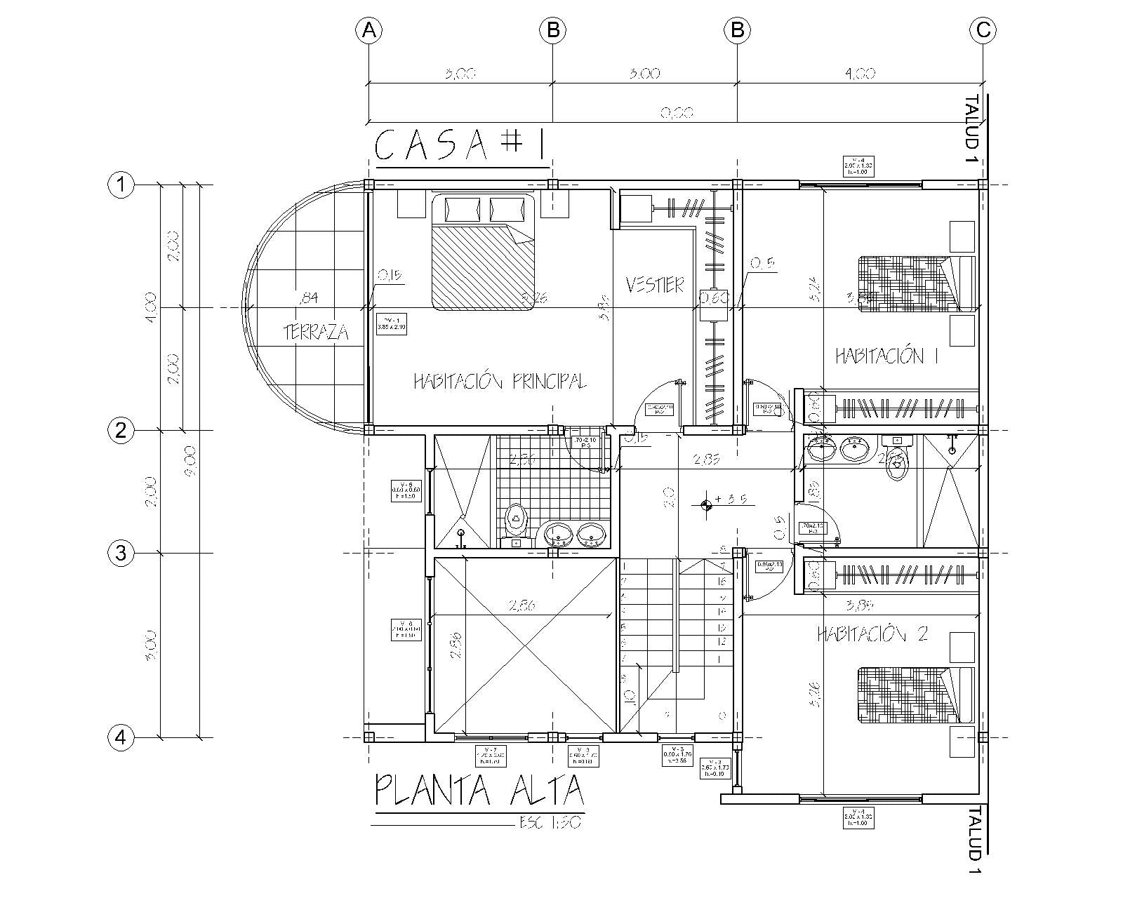 Planos de casas para descargar en Autocad y PDF, incluyen proyecto completo, calculos estructurales, memorias descriptivas, arquitecturas, estructura metalica, ingenieria completa, instalaciones sanitarias y electricas, Casas Modernas, Planos de Planta, Habitaciones, Baños.